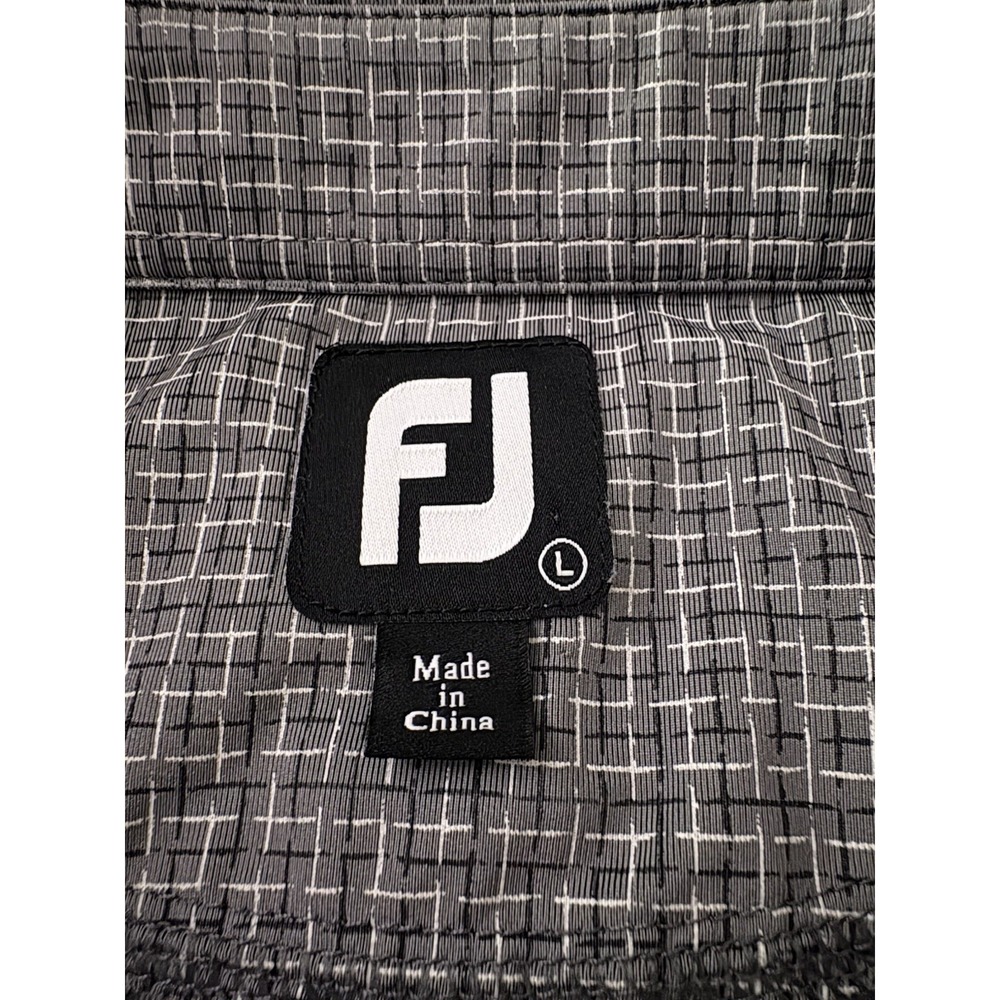 Foot Joy Men's Polo L Gray Checkered Pattern Polyester Golf - Picture 4 of 8